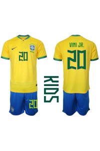 Brasil Vinicius Junior #20 Babyklær Hjemme Fotballdrakt til barn VM 2022 Korte ermer (+ Korte bukser)
